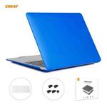 ENKAY 3 in 1 Matte Laptop Protective Case + US Version TPU Keyboard Film + Anti-dust Plugs Set for MacBook Air 13.3 inch A1932 (2018)(Dark Blue)