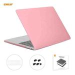 ENKAY 3 in 1 Matte Laptop Protective Case + EU Version TPU Keyboard Film + Anti-dust Plugs Set for MacBook Pro 13.3 inch A2251 & A2289 & A2338 (with Touch Bar)(Pink)