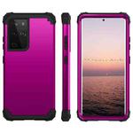 For Samsung Galaxy S21 Ultra  5G PC+ Silicone Three-piece Anti-drop Mobile Phone Protective Back Cover(Purple)