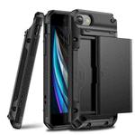 For iPhone 7 & 8 PC+TPU Shockproof Heavy Duty Armor Protective Case with Slide Multi-Card Slot(Black)