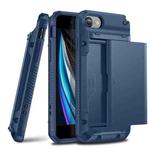 For iPhone 7 Plus / 8 Plus PC+TPU Shockproof Heavy Duty Armor Protective Case with Slide Multi-Card Slot(Dark Blue)