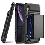 For iPhone XS Max PC+TPU Shockproof Heavy Duty Armor Protective Case with Slide Multi-Card Slot(Black)