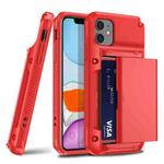 For iPhone 11 Pro Max PC+TPU Shockproof Armor Protective Case with Card Slot(Red)