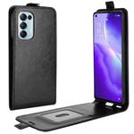 For OPPO Reno5 5G R64 Texture Single Vertical Flip Leather Protective Case with Card Slots & Photo Frame(Black)
