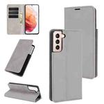 For Samsung Galaxy S21 Plus 5G Retro-skin Business Magnetic Suction Leather Case with Holder & Card Slots & Wallet(Grey)