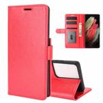 For Samsung Galaxy S21 Ultra R64 Texture Single Horizontal Flip Protective Case with Holder & Card Slots & Wallet& Photo Frame(Red)