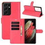 For Samsung Galaxy S21 Ultra 5G Litchi Texture Horizontal Flip Protective Case with Holder & Card Slots & Wallet(Red)