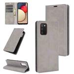 For Samsung Galaxy A02s (US Version) / M02s Retro-skin Business Magnetic Suction Leather Case with Holder & Card Slots & Wallet(Grey)