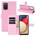 For Samsung Galaxy A02s (US Version) / M02s Litchi Texture Horizontal Flip Protective Case with Holder & Card Slots & Wallet(Pink)