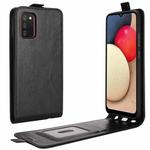 For Samsung Galaxy A02s (US Version) / M20s R64 Texture Single Vertical Flip Leather Protective Case with Card Slots & Photo Frame(Black)