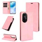 For Huawei nova 8 Pro 5G Retro-skin Business Magnetic Suction Leather Case with Holder & Card Slots & Wallet(Pink)