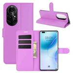 For Huawei nova 8 Pro 5G Litchi Texture Horizontal Flip Protective Case with Holder & Card Slots & Wallet(Purple)