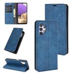 For Samsung Galaxy A32 5G Retro-skin Business Magnetic Suction Leather Case with Holder & Card Slots & Wallet(Dark Blue)