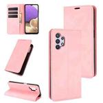 For Samsung Galaxy A32 5G Retro-skin Business Magnetic Suction Leather Case with Holder & Card Slots & Wallet(Pink)