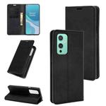 For OnePlus 9 Retro-skin Business Magnetic Suction Leather Case with Holder & Card Slots & Wallet(Black)