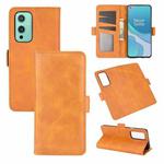For OnePlus 9 Dual-side Magnetic Buckle Horizontal Flip Leather Case with Holder & Card Slots & Wallet(Yellow)