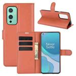 For OnePlus 9 Litchi Texture Horizontal Flip Protective Case with Holder & Card Slots & Wallet(Brown)