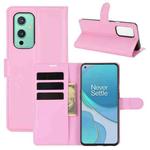 For OnePlus 9 Litchi Texture Horizontal Flip Protective Case with Holder & Card Slots & Wallet(Pink)