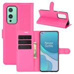 For OnePlus 9 Litchi Texture Horizontal Flip Protective Case with Holder & Card Slots & Wallet(Rose Red)