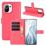 For Xiaomi Mi 11 Litchi Texture Horizontal Flip Protective Case with Holder & Card Slots & Wallet(Red)