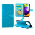 For Samsung Galaxy A52 5G / 4G Crazy Horse Texture Leather Horizontal Flip Protective Case with Holder & Card Slots & Wallet & Photo Frame(Baby Blue)