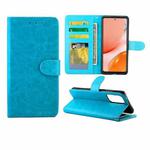 For Samsung Galaxy A72 5G / 4G Crazy Horse Texture Leather Horizontal Flip Protective Case with Holder & Card Slots & Wallet & Photo Frame(Baby Blue)