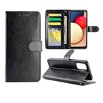 For Samsung Galaxy A02S Crazy Horse Texture Leather Horizontal Flip Protective Case with Holder & Card Slots & Wallet & Photo Frame(Black)