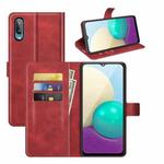 For Samsung Galaxy A02 Retro Calf Pattern Buckle Horizontal Flip Leather Case with Holder & Card Slots & Wallet(Red)