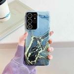 Four Corners Anti-Shattering Flow Gold Marble IMD Phone Back Cover Case For Samsung Galaxy Note20 Ultra(Black LD1)