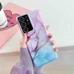 Four Corners Anti-Shattering Flow Gold Marble IMD Phone Back Cover Case For Samsung Galaxy Note20(Purple Blue DL3)