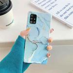 Four Corners Anti-Shattering Flow Gold Marble IMD Phone Back Cover Case For Samsung Galaxy A71(4G)(Light Blue DL6)