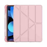 Multi-folding Surface PU Leather Matte Anti-drop Protective TPU Case with Pen Slot for iPad Air 2022 / 2020 10.9(Rose Gold)