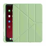 Multi-folding Surface PU Leather Matte Anti-drop Protective TPU Case with Pen Slot for iPad Air 2022 / 2020 10.9(Light Green)