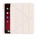 Multi-folding Surface PU Leather Matte Anti-drop Protective TPU Case with Pen Slot for iPad Air 2022 / 2020 10.9(Light Pink)