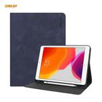 ENKAY ENK-8023 Cow Texture PU Leather + TPU Smart Case with Pen Slot for iPad 10.2 2021 / 2020 / 2019(Dark Blue)