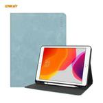 ENKAY ENK-8023 Cow Texture PU Leather + TPU Smart Case with Pen Slot for iPad 10.2 2021 / 2020 / 2019(Sky Blue)