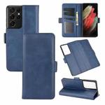 For Samsung Galaxy S21 Ultra 5G Dual-side Magnetic Buckle Horizontal Flip Leather Case with Holder & Card Slots & Wallet(Dark Blue)