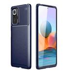 For Xiaomi Redmi Note 10 4G Carbon Fiber Texture Shockproof TPU Case(Blue)