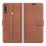 Retro Calf Pattern Buckle Card Wallet Left and Right Flip Phone Holster with Bracket Function For Motorola E7 Power(Light Brown)
