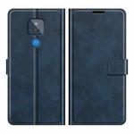 Retro Calf Pattern Buckle Card Wallet Left and Right Flip Phone Holster with Bracket Function For Motorola G Play 2021(Blue)