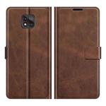 Retro Calf Pattern Buckle Card Wallet Left and Right Flip Phone Holster with Bracket Function For Motorola G Power 2021(Dark Brown)