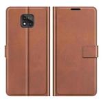 Retro Calf Pattern Buckle Card Wallet Left and Right Flip Phone Holster with Bracket Function For Motorola G Power 2021(Light Brown)