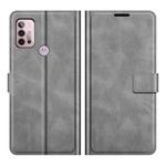 Retro Calf Pattern Buckle Card Wallet Left and Right Flip Phone Holster with Bracket Function For Motorola G30 / G10(Gray)