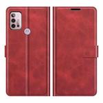 Retro Calf Pattern Buckle Card Wallet Left and Right Flip Phone Holster with Bracket Function For Motorola G30 / G10(Red)