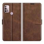 Retro Calf Pattern Buckle Card Wallet Left and Right Flip Phone Holster with Bracket Function For Motorola G30 / G10(Dark Brown)