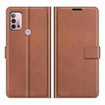 Retro Calf Pattern Buckle Card Wallet Left and Right Flip Phone Holster with Bracket Function For Motorola G30 / G10(Light Brown)