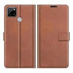 Retro Calf Pattern Buckle Card Wallet Left and Right Flip Phone Holster with Bracket Function For OPPO Realme C12(Light Brown)