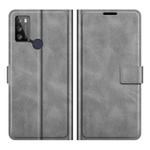 Retro Calf Pattern Buckle Card Wallet Left and Right Flip Phone Holster with Bracket Function For Alcatel 1S 2021 /3L 2021(Gray)