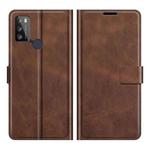 Retro Calf Pattern Buckle Card Wallet Left and Right Flip Phone Holster with Bracket Function For Alcatel 1S 2021 /3L 2021(Dark Brown)