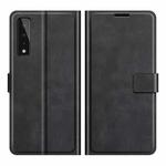 Retro Calf Pattern Buckle Card Wallet Left and Right Flip Phone Holster with Bracket Function For  LG Stylo 7 5G(Black)
